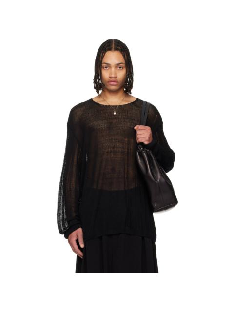 Yohji Yamamoto Black Round Neck Pullover Sweater