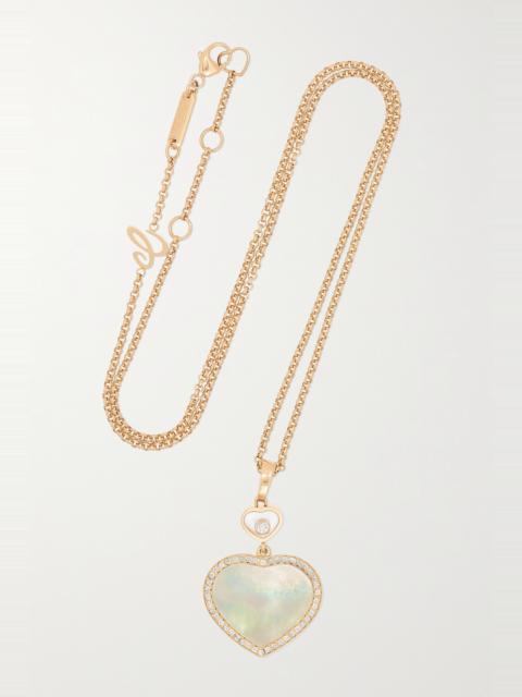 Happy Hearts 18-karat rose gold, onyx and diamond necklace