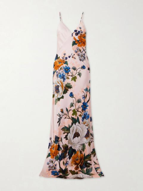 BORGO DE NOR Olive floral-print satin-crepe maxi dress Pink
