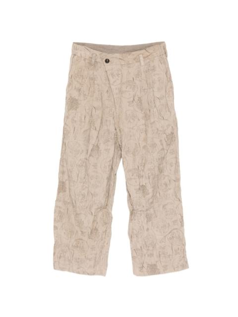 Ziggy Chen graphic-print pleated trousers