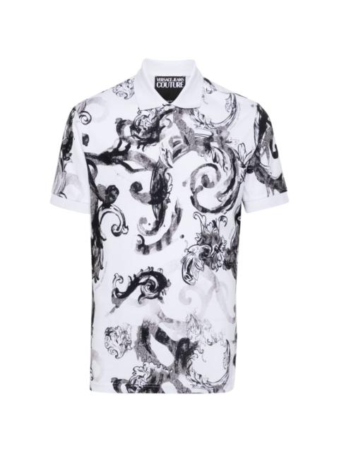 VERSACE JEANS COUTURE watercolour baroque-pattern polo shirt