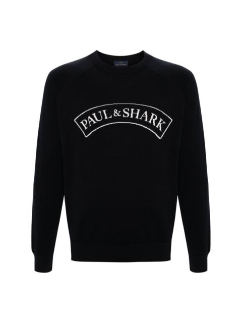 Paul & Shark logo-jacquard cotton jumper