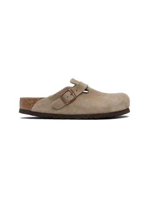 BIRKENSTOCK Taupe Regular Boston Soft Footbed Slip-on Loafers