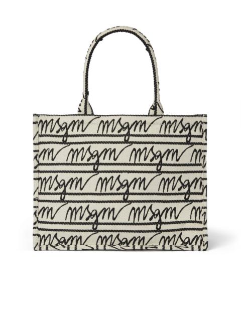 MSGM Canvas tote bag with jacquard logo