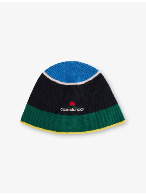 CASABLANCA Striped Crochet Cotton Hat
