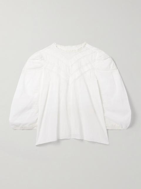 DÔEN Adelphine Crochet-trimmed Pintucked Organic Cotton-voile Blouse