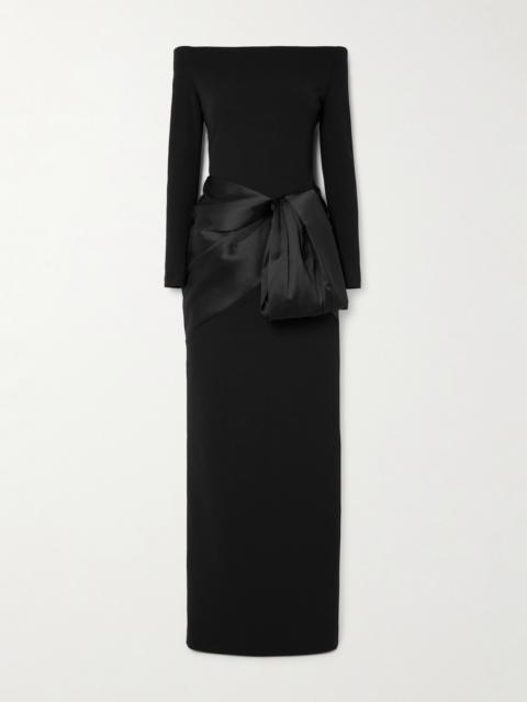 SOLACE LONDON Kori Off-the-shoulder Faille-trimmed Crepe Gown