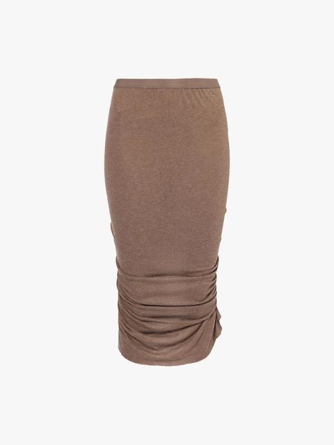 Shrimp ruched slim-fit knitted maxi skirt