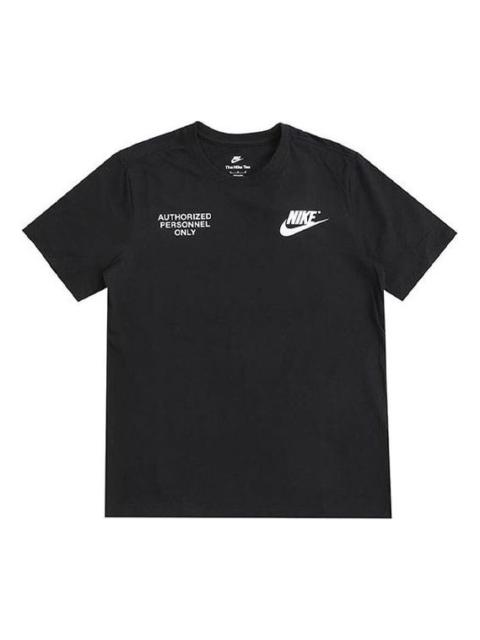 Nike Nike SS22 Logo Printing Round Neck Short Sleeve Black DO8324-010
