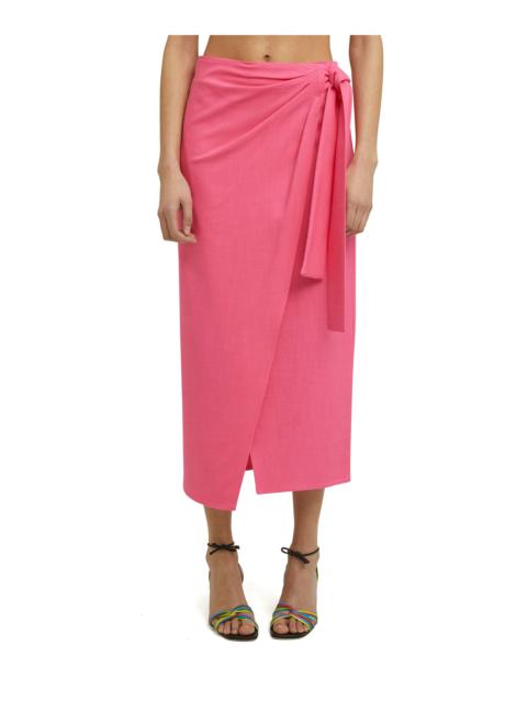 MSGM Coarse viscose midi skirt with wrap design