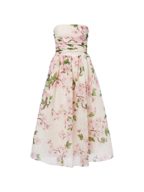 Oscar de la Renta floral strapless maxi  dress