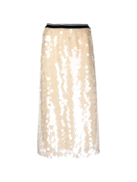 Plan C sequin-embellished high-waisted skirt
