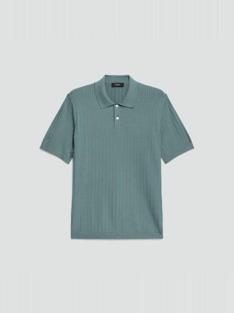 Theory Soris Cable-Knit Polo Shirt in Light Bilen