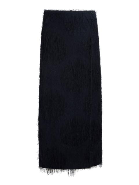 KHAITE Quinn Fringed Maxi Skirt navy