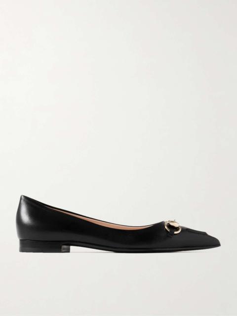 Erin horsebit-detailed leather point-toe flats