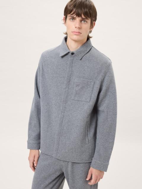 PANGAIA Mens Wool Jersey Shirt - Grey Marl