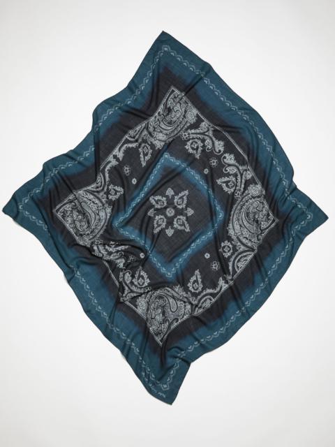 Printed scarf - Denim blue/black