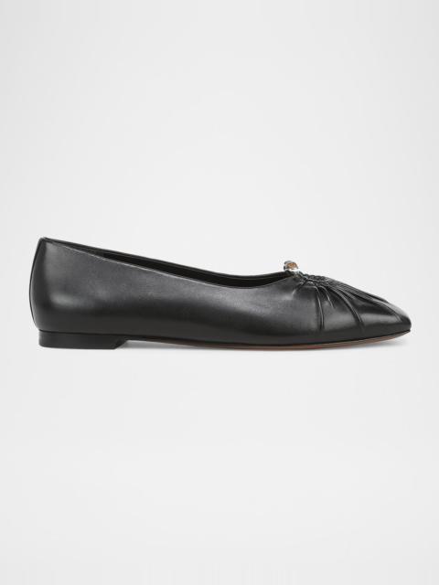Vince Dany Gathered Leather Ballerina Flats