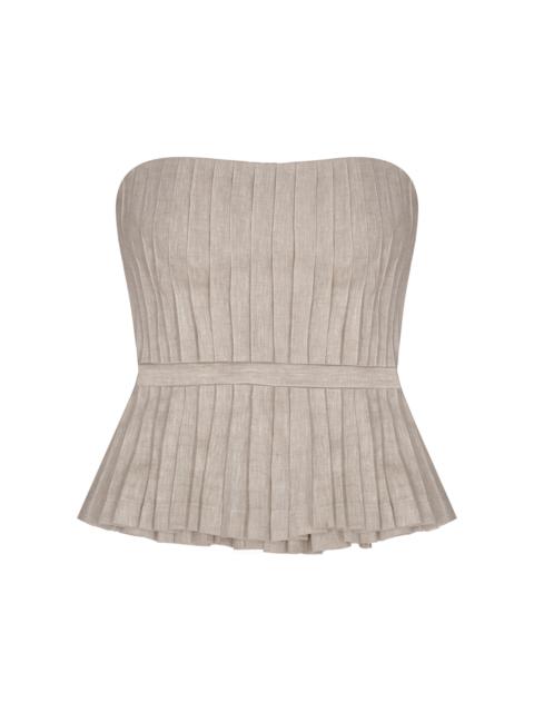 Encantadora Pleated Linen Top neutral
