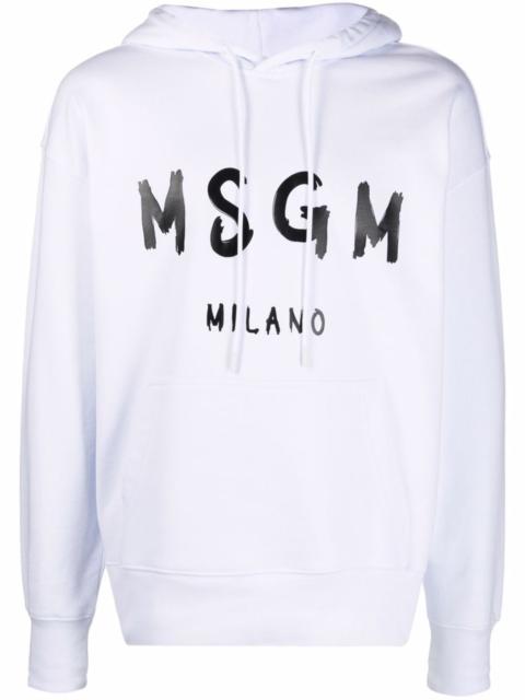 MSGM logo-flocked 코튼 후드