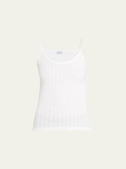 LESET Cotton Pointelle Scalloped Tank Top