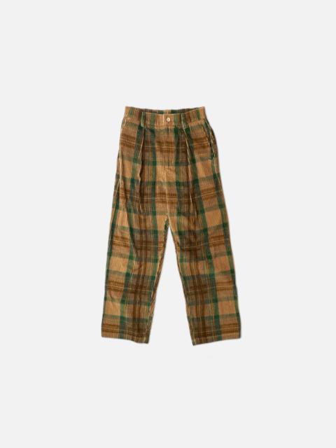 The Elder Statesman PLAID CORD PLEAT PANT