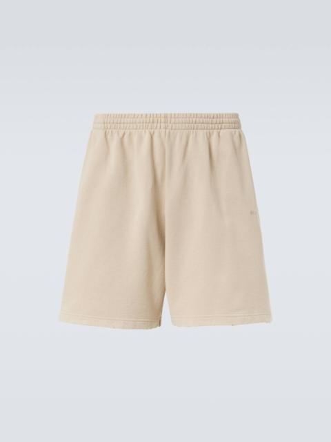 BALENCIAGA Back distressed logo cotton shorts