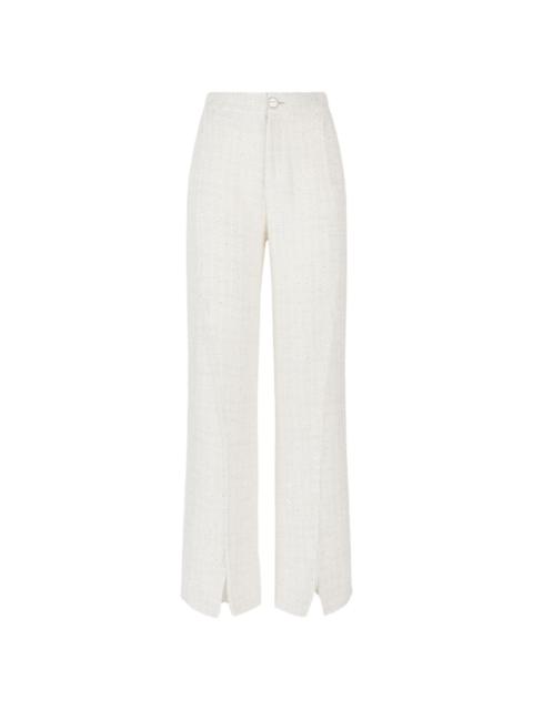 sequin-embellished tweed trousers