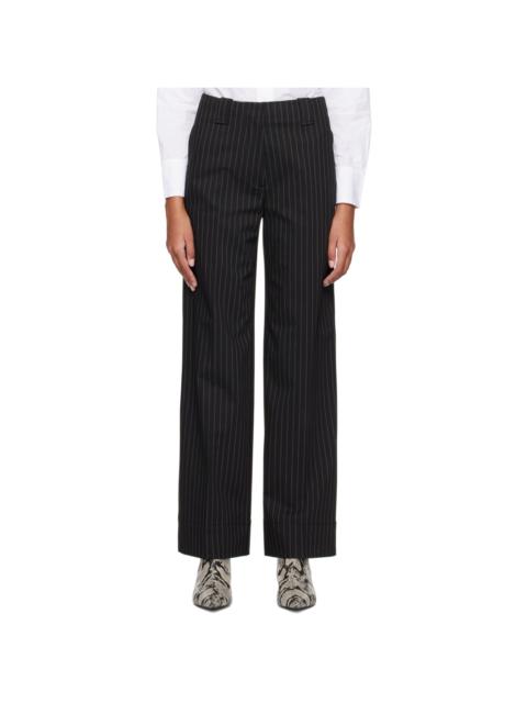 GANNI Black Striped Trousers