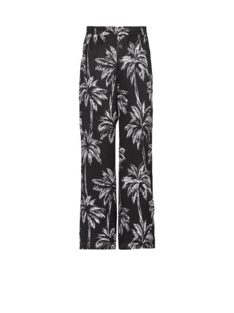 Palm print satin pyjama trousers