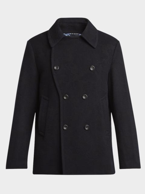 Etro Men & apos;s Wool Tonal Jacquard Pea Coat