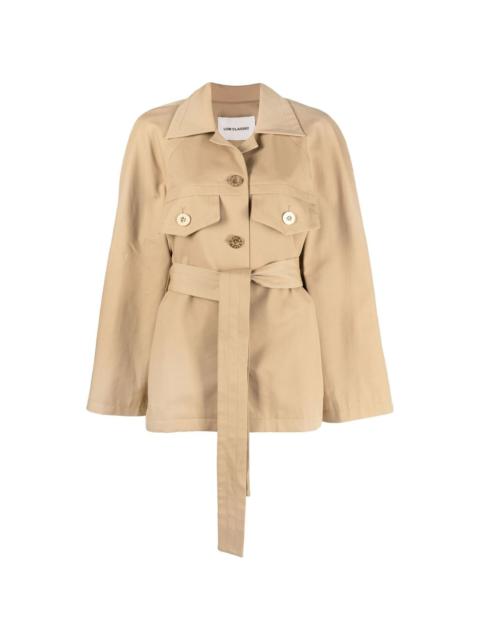 cropped belted trench coat