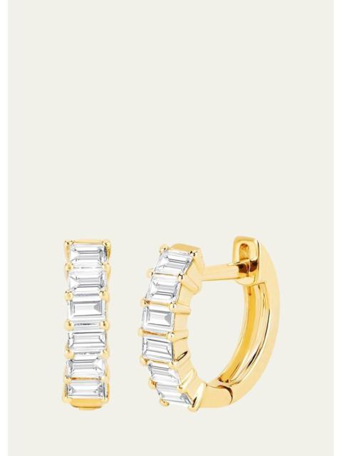 EF Collection 14K Yellow Gold Prong-Set Diamond Baguette Huggie Earrings