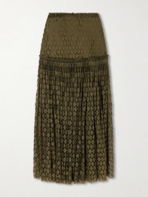 ULLA JOHNSON Aris Pleated Cotton-blend Lace Maxi Skirt