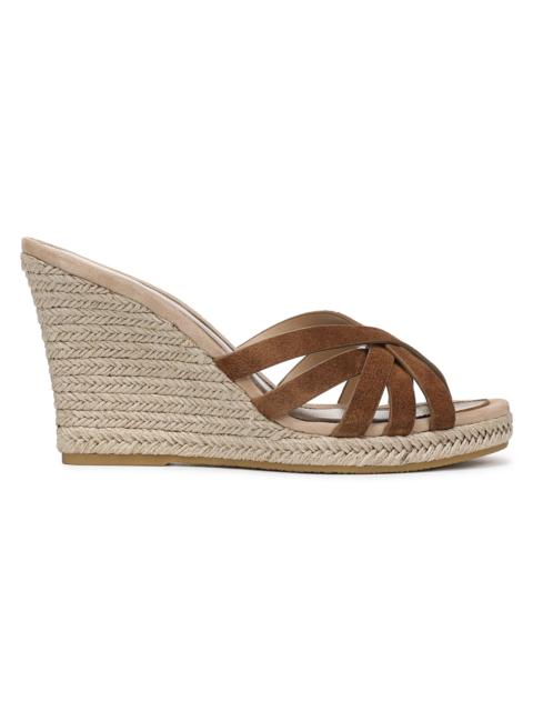 VERONICA BEARD Women's Phylina 90MM Suede Espadrille Wedge Mules - Chestnut