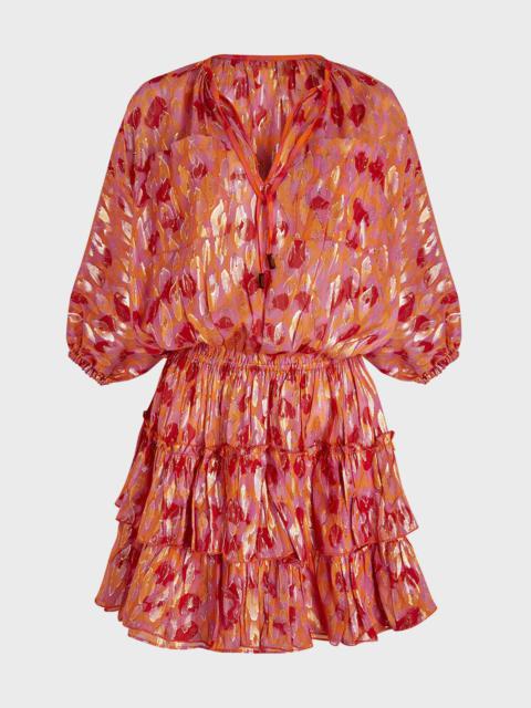 Abstract Leopard Printed Silk Mini Dress