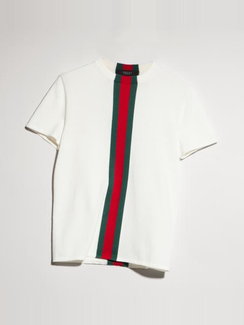 GUCCI Knit cotton T-shirt with Web intarsia