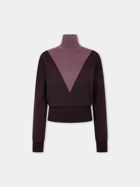 rabanne BICOLOR LONG SLEEVED KNIT TOP WITH CONTRASTING TURTLENECK