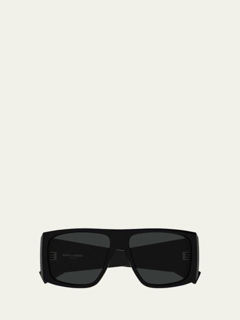 SAINT LAURENT 57mm Acetate Semi-Shield Sunglasses