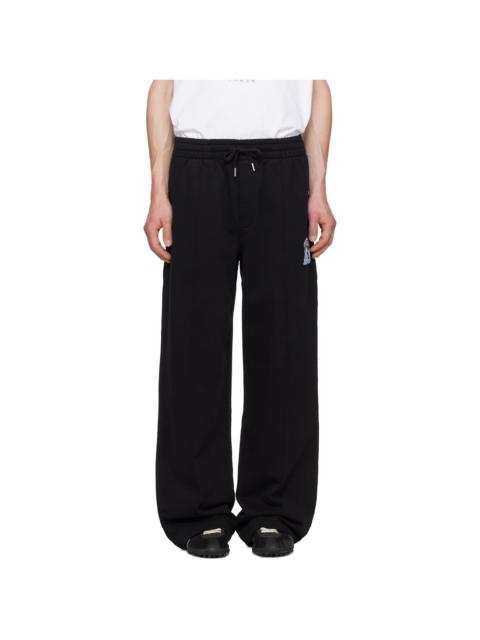CASABLANCA Black Embroidered Classic Sweatpants