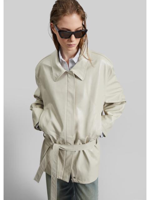 LOW CLASSIC Low Classic Low Waist Artificial Leather Jacket - Beige