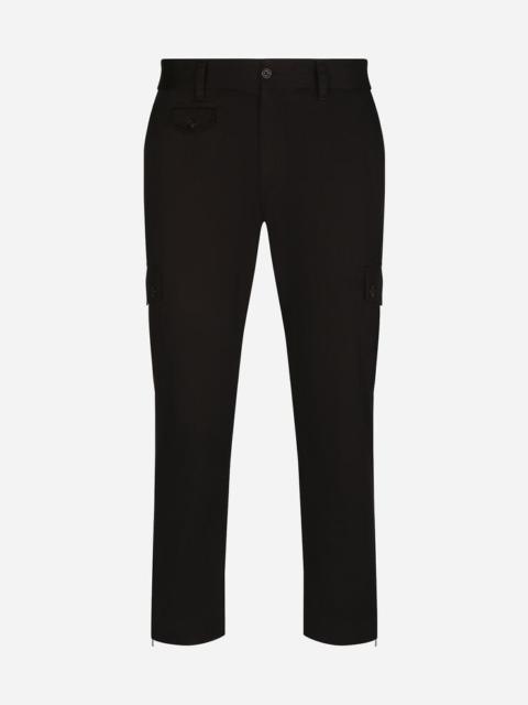 Dolce & Gabbana Stretch cotton cargo pants with branded tag