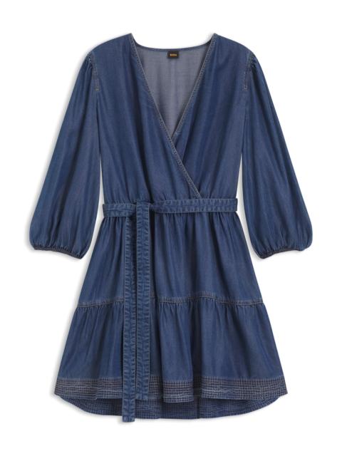 BOSS BALLOON-SLEEVE DRESS WITH WRAP FRONT