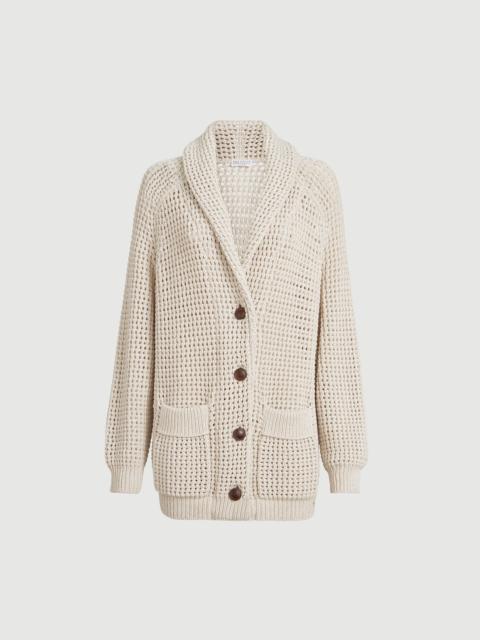 Brunello Cucinelli Cotton feather yarn net cardigan