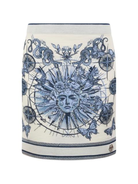 PHILIPP PLEIN butterfly print knitted skirt