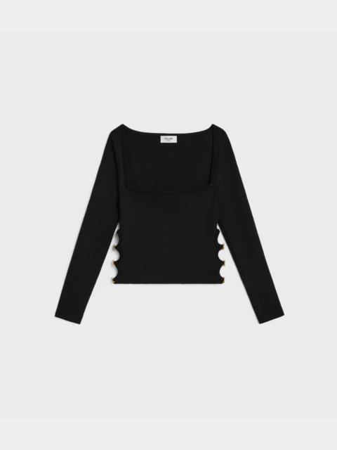 CELINE square collar top in underpinning silk and cotton