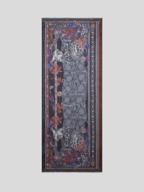 Etro CASHMERE AND SILK SCARF WITH PLACED LEOPARD PRINT