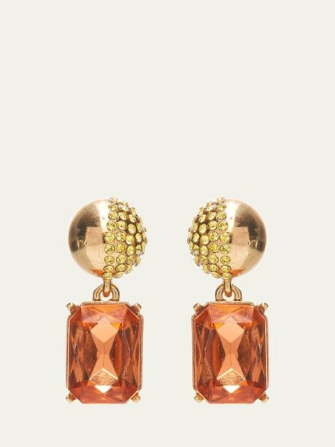 Oscar de la Renta Half Pave Crystal Drop Earrings