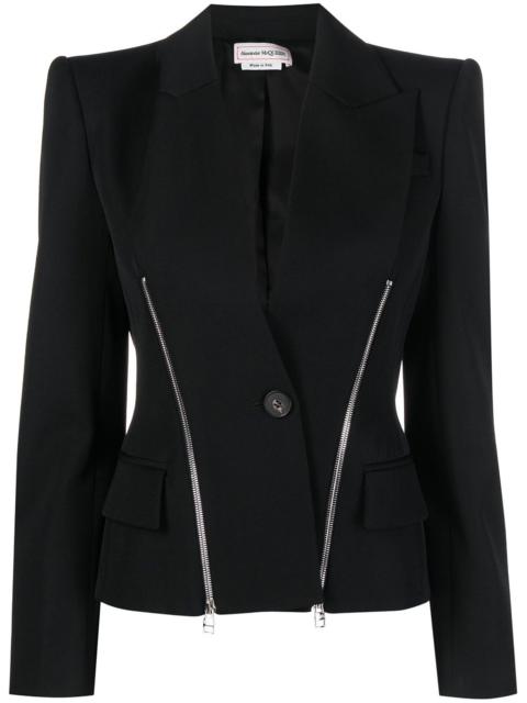 Alexander McQueen zip-embellished single-breasted blazer