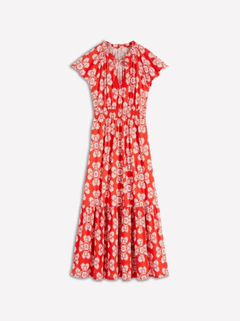 BODEN Tala Tiered Jersey Maxi Dress-Blood Orange, Botanical Charm